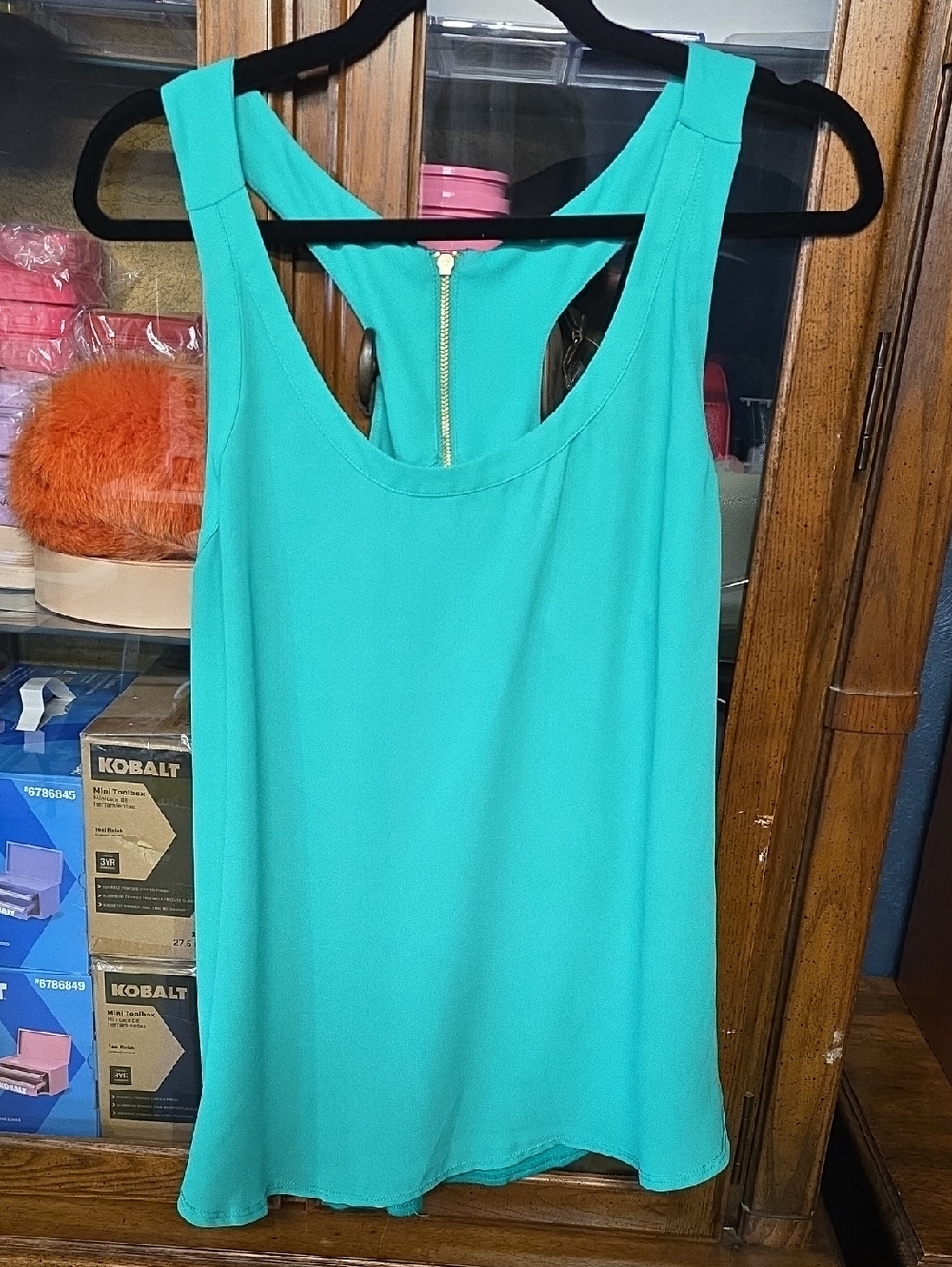 Express Teal Racerback Tank with Exposed Back Zipper